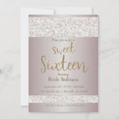 White Glitter Sparkle Blush Pink Sweet 16 Sixteen Kaart (Voorkant)