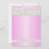 White Glitter Sparkle Pink Sweet 16 Sixteen Party Kaart (Achterkant)