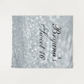 White Glitter Sparkly Spakle Sweet 16 Party Wandkleed (Voorkant (horizontaal))