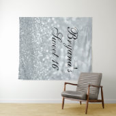 White Glitter Sparkly Spakle Sweet 16 Party Wandkleed (In Situ (horizontaal))