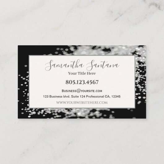 White Glitter Spill Visitekaartje (Achterkant)