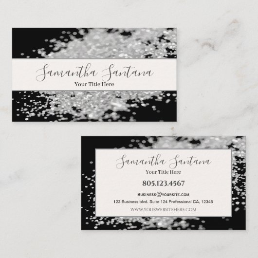 White Glitter Spill Visitekaartje (Voorkant / Achterkant)