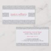 White Glitter Stripes Pattern Visitekaartje (Voorkant / Achterkant)