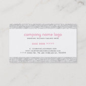 White Glitter Stripes Pattern Visitekaartje (Achterkant)