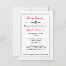 White Glitter Trim - 3x5 Baby shower Uitnodiging