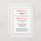 White Glitter Trim - 3x5 Baby shower Uitnodiging (Voorkant / Achterkant)