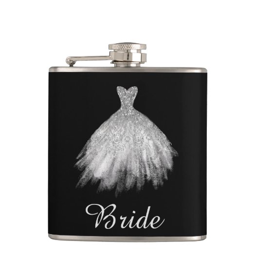 ** White Glitter Wedding Sweetheart jurk Heupfles (Voorkant)