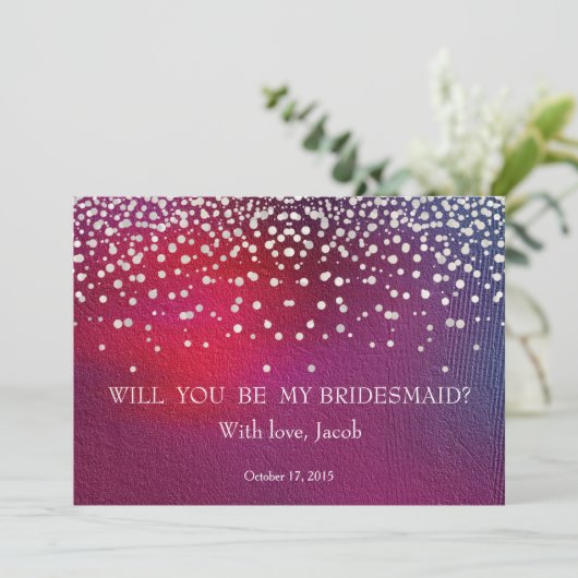 White Glitter zal je mijn Bridesmaid zijn Kaart (Staand voorkant)