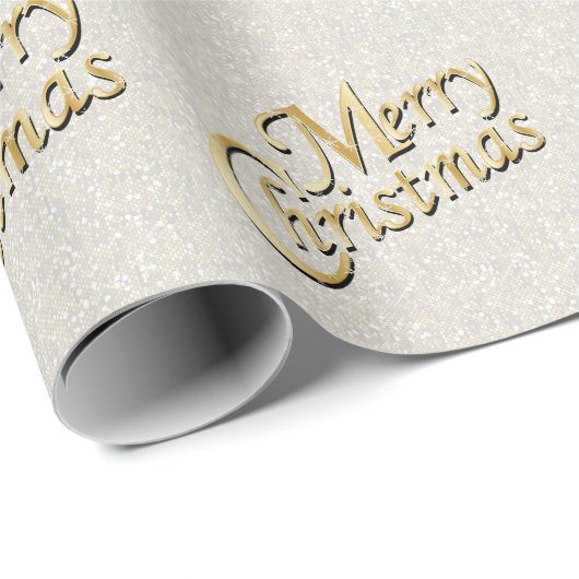 White Glittery Confetti Merry Kerstry Cadeaupapier (Rol Hoek)