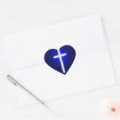 White Glow Religious Cross | Christelijk marinebla Hart Sticker (Envelop)