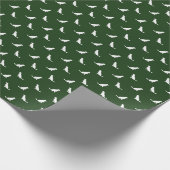 White Goden Retriever schetst over Hunter Green Cadeaupapier (Hoek)