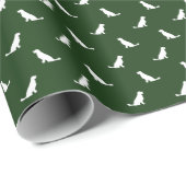White Goden Retriever schetst over Hunter Green Cadeaupapier (Rol Hoek)