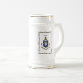 White/Gold 22 oz Stein met Arrott Family Crest Bierpul (Voorkant rechts)