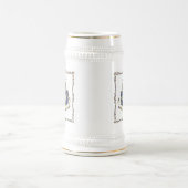 White/Gold 22 oz Stein met Arrott Family Crest Bierpul (Center)