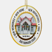 White & Gold 2 Photo New Home Kerstmis 2022 Keramisch Ornament (Rechts)