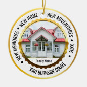 White & Gold 2 Photo New Home Kerstmis 2022 Keramisch Ornament (Voorkant)