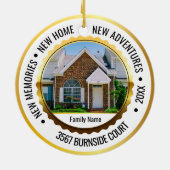 White & Gold 2 Photo New Home Kerstmis 2022 Keramisch Ornament (Achterkant)