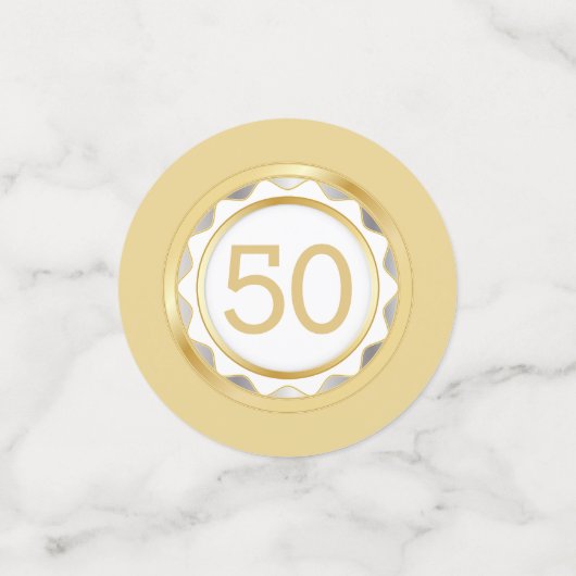 White & Gold 50th Wedding Jubileum Confetti (Kleine voorkant)