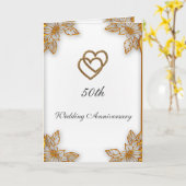 White Gold 50th Wedding Jubileum Kaart (Gele Bloem)