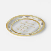 White & Gold 50th Wedding Jubileum Papieren Bordje (Gekanteld)