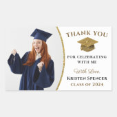 White Gold Afstuderen Foto Afstuderen Hartelijk da Rechthoekige Sticker (Voorkant)