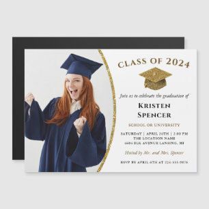 White Gold Afstuderen Foto Graduation Party Magnet