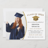 White Gold Afstuderen Foto Lijst Graduparty Kaart (Voorkant)