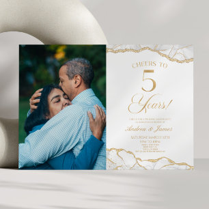 White Gold Agaat 5e bruiloft Jubileum Party Kaart
