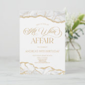 White Gold Agaat All White Affair Verjaardagsfeest Kaart (Staand voorkant)