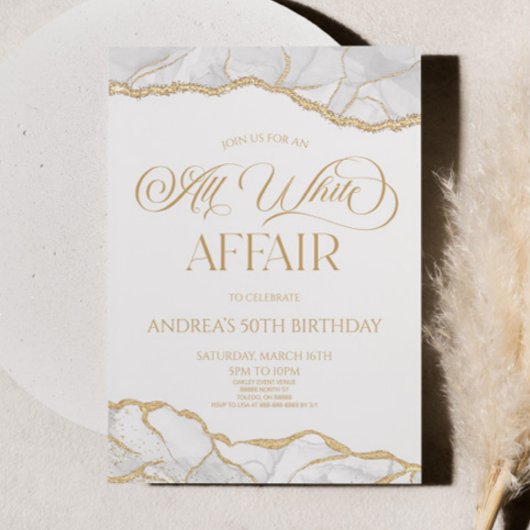 White Gold Agaat All White Affair Verjaardagsfeest Kaart