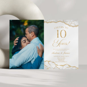 White Gold Agate 10e bruiloft Jubileum Party Kaart