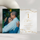 White Gold Agate 1st Wedding Anniversary Party Kaart