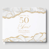 White Gold Agate 50th Wedding Anniversary Party Gastenboek (Voorkant)