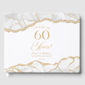 White Gold Agate 60th Wedding Anniversary Party Gastenboek (Voorkant)
