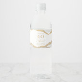 White Gold Agate 60th Wedding Anniversary Party Waterfles Etiket (Voorkant)