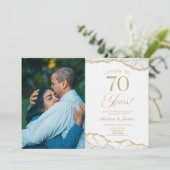White Gold Agate 70ste bruiloft Jubileum Party Kaart (Staand voorkant)