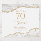 White Gold Agate 70th Wedding Anniversary Party Sparkling Wijnetiket (Enkel label)