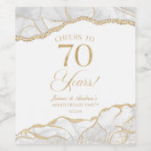 White Gold Agate 70th Wedding Anniversary Party Wijn Etiket (Enkel label)