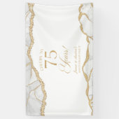 White Gold Agate 75th Wedding Anniversary Party Spandoek (Verticaal)