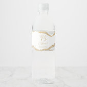 White Gold Agate 75th Wedding Anniversary Party Waterfles Etiket (Voorkant)