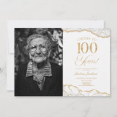 White Gold Agate Afbeelding 100ste verjaardagsfees Kaart (Voorkant)