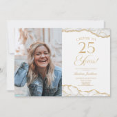 White Gold Agate Afbeelding 25e verjaardagsfeestje Kaart (Voorkant)