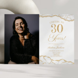 White Gold Agate Afbeelding 30e verjaardagsfeestje Kaart