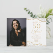 White Gold Agate Afbeelding 50e verjaardagsfeestje Kaart (Staand voorkant)