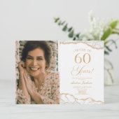 White Gold Agate Afbeelding 60e verjaardagsfeestje Kaart (Staand voorkant)
