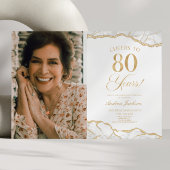 White Gold Agate Afbeelding 80e verjaardagsfeestje Kaart