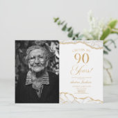 White Gold Agate Afbeelding 90e verjaardagsfeestje Kaart (Staand voorkant)