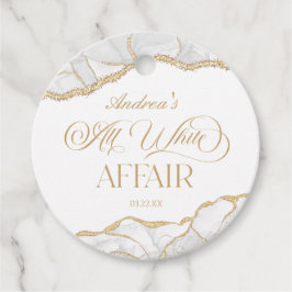 White Gold Agate All White Affair Birthday Party Bedankjes Labels