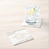 White Gold Agate All White Affair Birthday Party Kartonnen Onderzetters (Insitu)