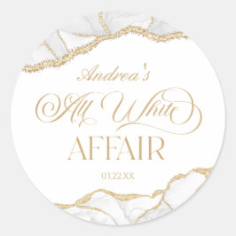 White Gold Agate All White Affair Birthday Party Ronde Sticker